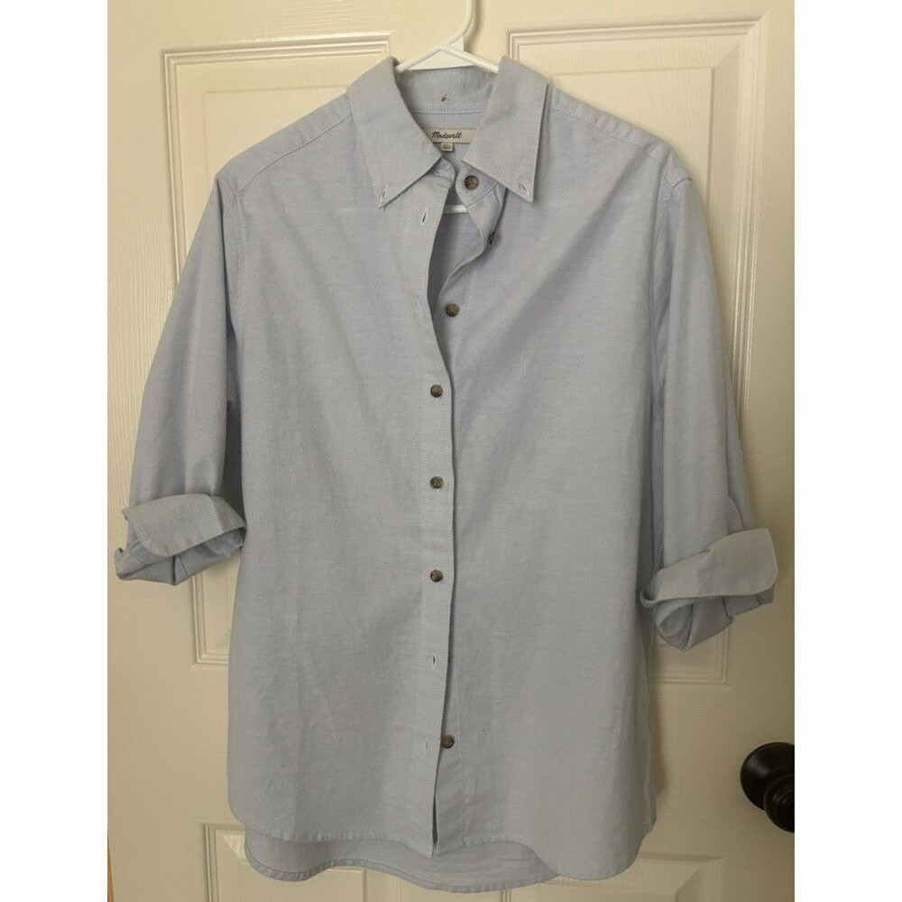 Madewell Top Button Up Short Sleeve Shirt Xxs Blue Oversized casual